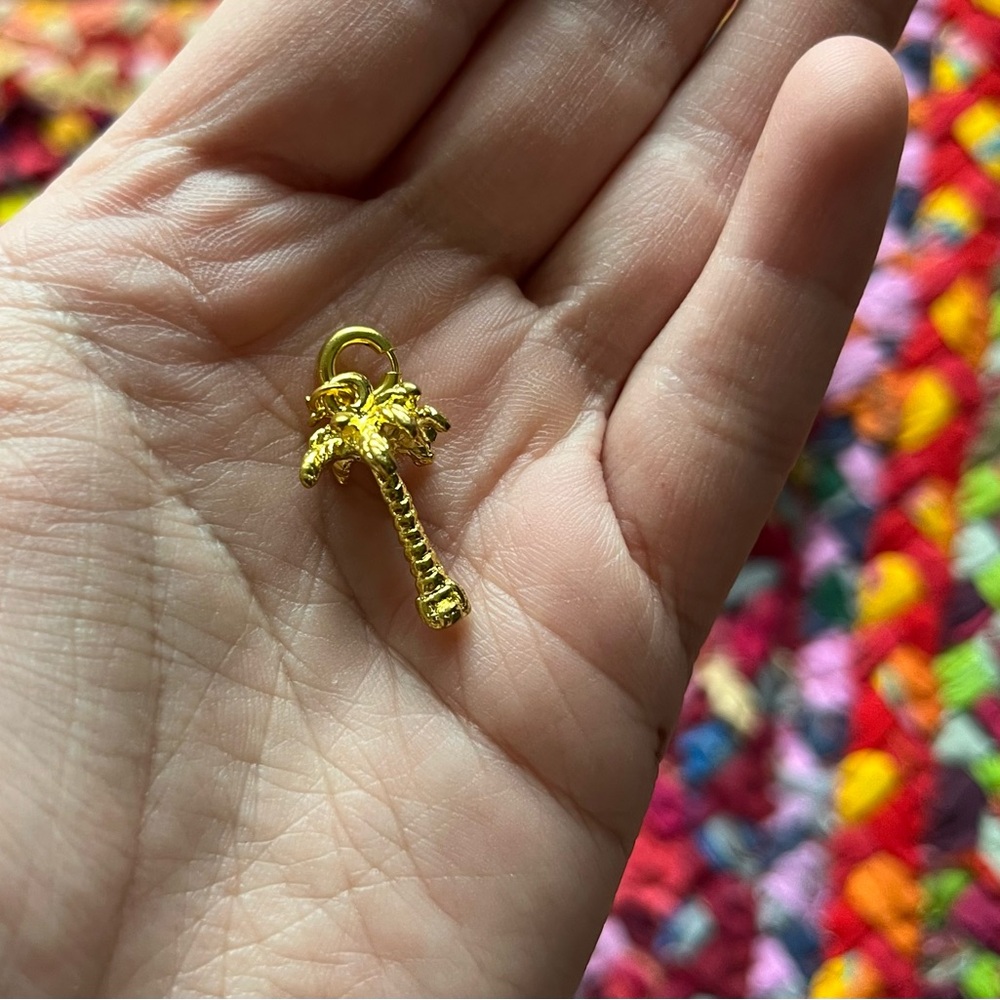 GOLD COASTAL PALM TREE CHARM FOR CHARM BRACELET OR NECKLACE